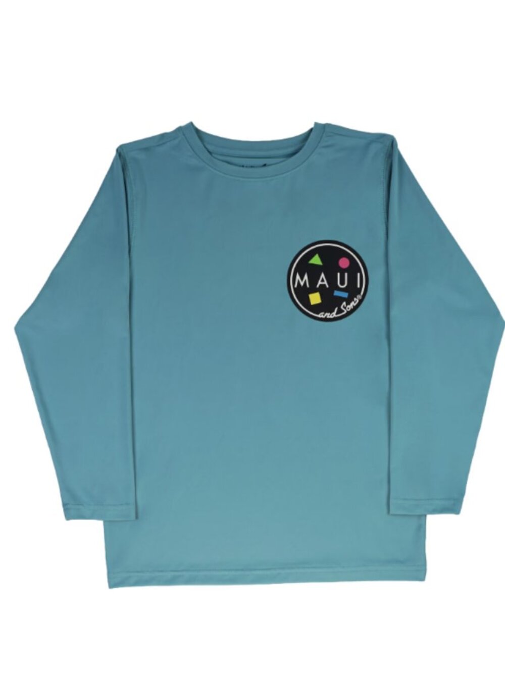 Maui & Sons Boys UPF 50+ Shark Logo Long Sleeve Sun Shirt Deep Ocean (Large)